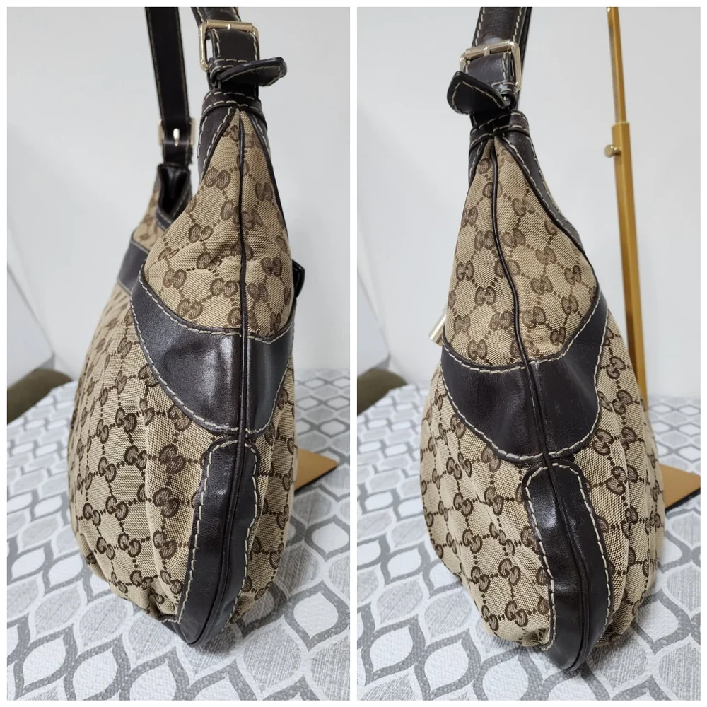 GUCCI GG Canvas And Leather Queen Large Hobo Bag Beige/Brown